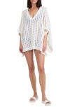 Bruno Magli Women's Cashmere Blend Open Knit Poncho In White
