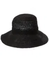 Bruno Magli Crochet Bucket Straw Sun Hat In Black