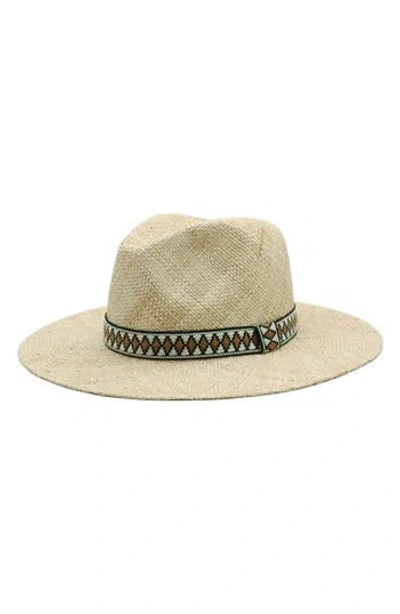 Bruno Magli Packable Straw Panama Hat In Red