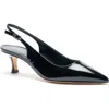 Bruno Magli Palerma Pointed Toe Kitten Heel Slingback Pump In Black Patent