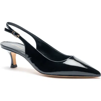 Bruno Magli Palerma Pointed Toe Kitten Heel Slingback Pump In Black Patent
