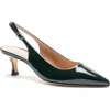 Bruno Magli Palerma Pointed Toe Kitten Heel Slingback Pump In Emerald Patent