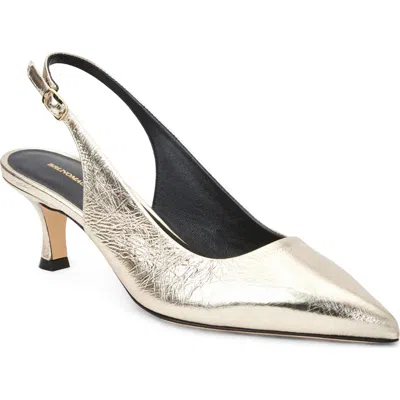 Bruno Magli Palerma Slingback Pointed Toe Kitten Heel Pump In Gold