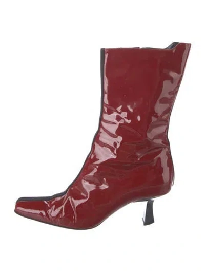 Pre-owned Bruno Magli Patent Leather Boots In Red