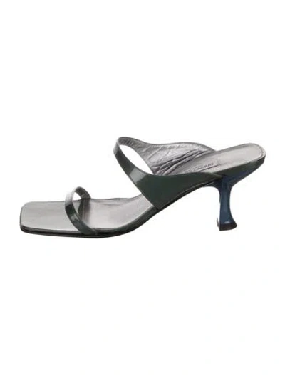 Pre-owned Bruno Magli Patent Leather Sandals In Silver