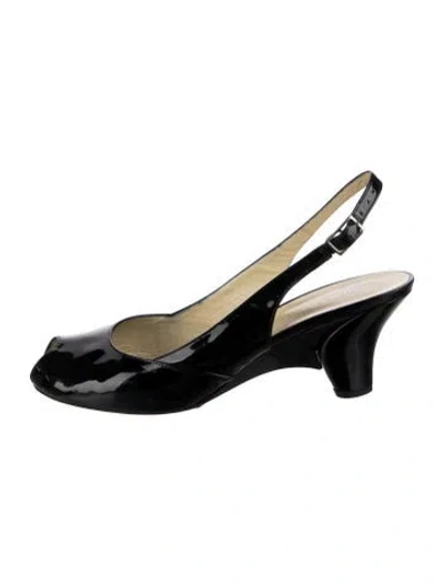 Pre-owned Bruno Magli Patent Leather Slingback Pumps In Blue