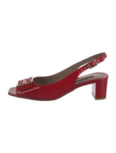 Pre-owned Bruno Magli Patent Leather Slingback Pumps In Red