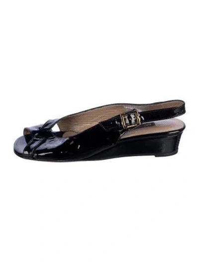 Pre-owned Bruno Magli Patent Leather Slingback Sandals In Blue