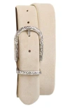 Bruno Magli Perla Suede Leather Belt In Neutral