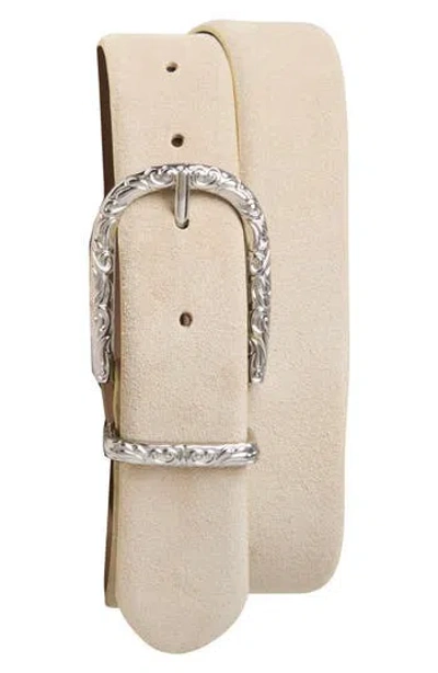 Bruno Magli Perla Suede Leather Belt In Neutral