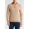 Bruno Magli Men's Classic Fit Striped Merino Wool Quarter Zip Sweater In Camel Beige