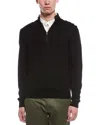 Bruno Magli Plaited 1/4-zip Merino Wool Mock Neck Sweater In Black