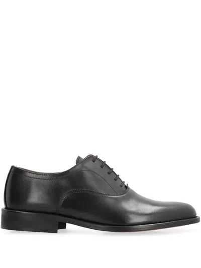 Bruno Magli Polished Leather Lace-up Shoes In Black