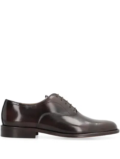 Bruno Magli Polished Leather Oxford Shoes In Brown