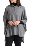 Bruno Magli Quarter Zip Wool & Cashmere Poncho In Med Grey