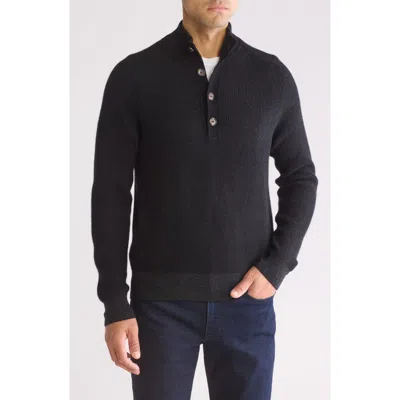 Bruno Magli Rib Cashmere Mock Neck Sweater In Black Grey
