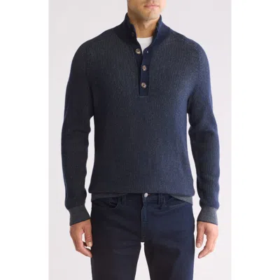 Bruno Magli Rib Cashmere Mock Neck Sweater In Navy Denim