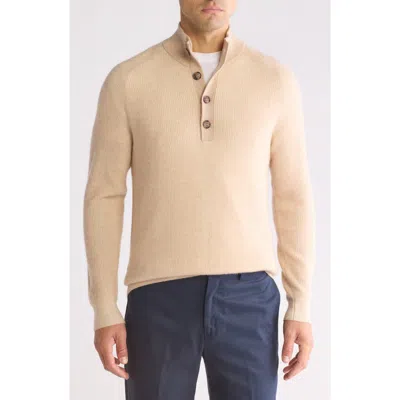 Bruno Magli Rib Cashmere Mock Neck Sweater In Oat White