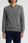 Bruno Magli Rib Cashmere Polo Sweater In Medium Grey