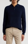 Bruno Magli Rib Cashmere Polo Sweater In Navy