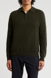 Bruno Magli Rib Cashmere Polo Sweater In Olive