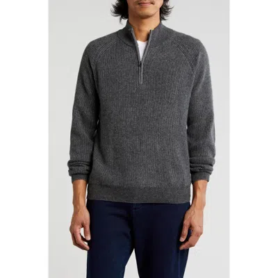 Bruno Magli Rib Cashmere Pullover In Grey Charcoal