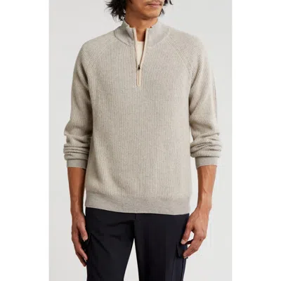 Bruno Magli Rib Cashmere Pullover In Oat Grey
