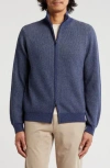 Bruno Magli Rib Cashmere Zip Jacket In Blue Grey