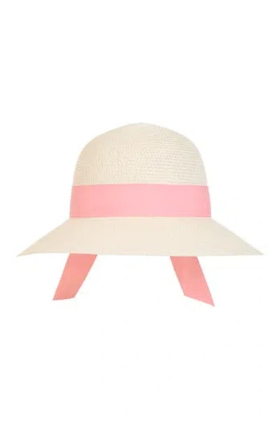Bruno Magli Ribbon Band Straw Sun Hat In White