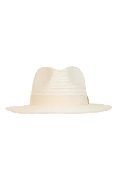 Bruno Magli Ribbon Trim Fedora In White