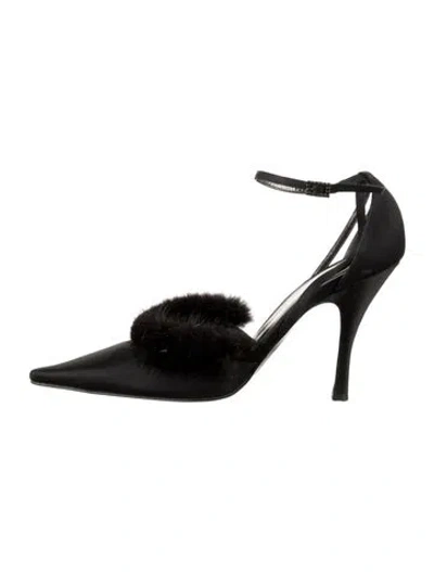 Pre-owned Bruno Magli Satin Pumps In Black