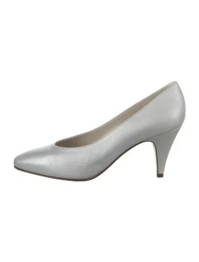 Pre-owned Bruno Magli Satin Pumps In Silver