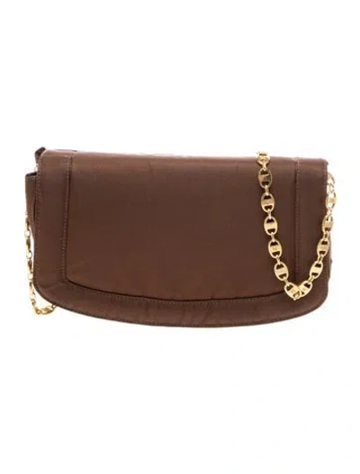 Pre-owned Bruno Magli Satin Shoulder Bag In Brown