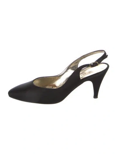 Pre-owned Bruno Magli Satin Slingback Pumps In Black