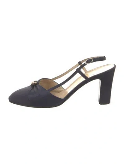 Pre-owned Bruno Magli Satin Slingback Pumps In Blue