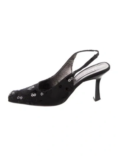 Pre-owned Bruno Magli Sequin Embellishments Slingback Pumps In Black