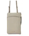 Bruno Magli Serena Leather Zip Pouch Lanyard In Beige