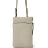 Bruno Magli Serena Leather Zip Pouch Lanyard In Neutral