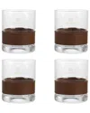 Bruno Magli Set Of 4 Old Fashioned Glasses With Leather Band In Transparent