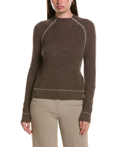 Bruno Magli Shaker Funnel Neck Wool & Cashmere-blend Sweater In Brown