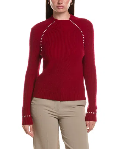Bruno Magli Shaker Funnel Neck Wool & Cashmere-blend Sweater In Red
