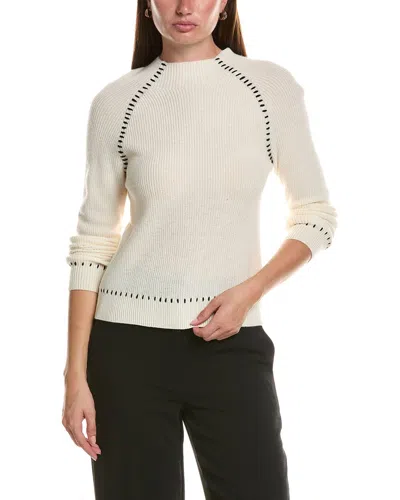 Bruno Magli Shaker Funnel Neck Wool & Cashmere-blend Sweater In White