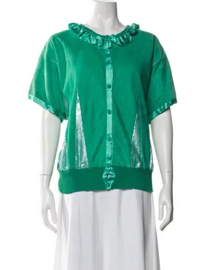 Pre-owned Bruno Magli Short Sleeve Top In Green