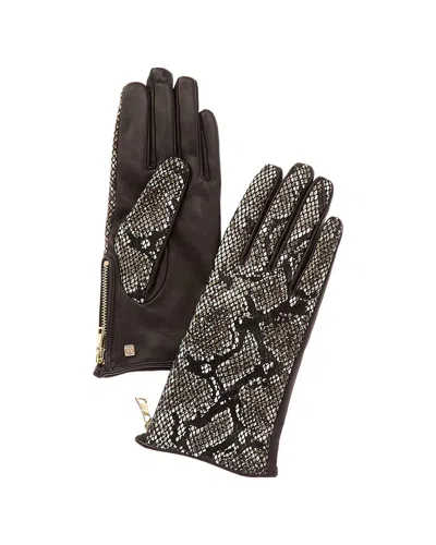 Bruno Magli Side Zip Cashmere-lined Leather Gloves In Black