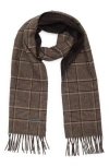 Bruno Magli Silk & Cashmere Double Face Plaid Print Scarf In Brown
