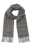 Bruno Magli Silk & Cashmere Double Face Plaid Print Scarf In Gray