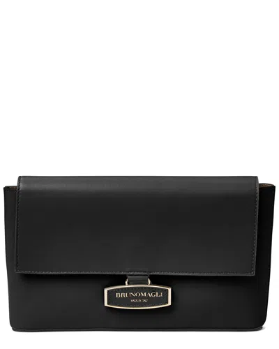 Bruno Magli Stella Leather Clutch Crossbody In Black