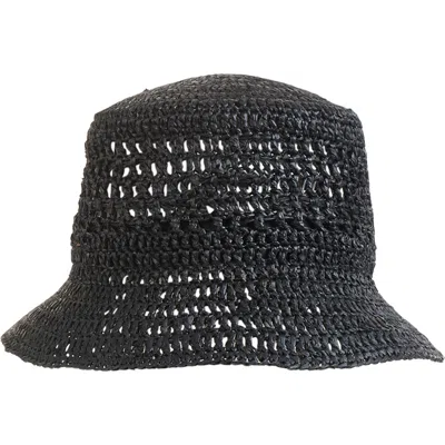 Bruno Magli Crochet Short Brim Bucket Hat In Black