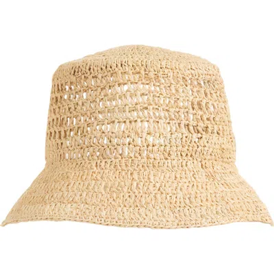 Bruno Magli Crochet Short Brim Bucket Hat In Brown