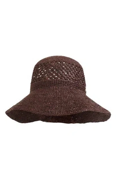 Bruno Magli Straw Crochet Packable Floppy Hat In Purple